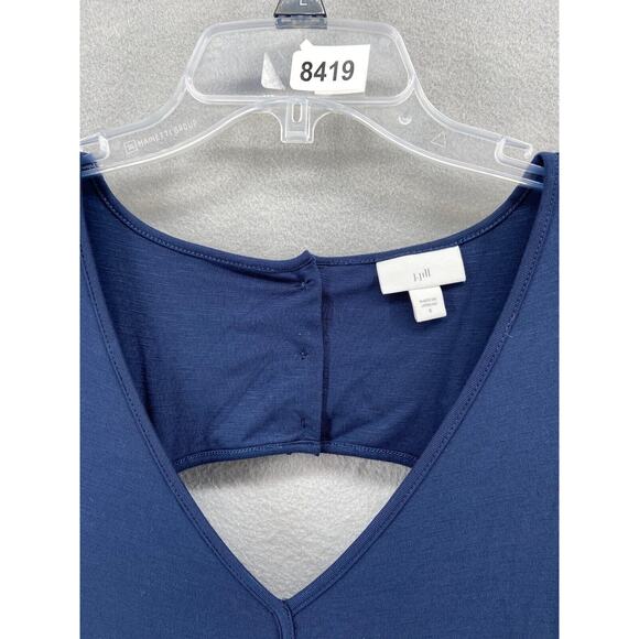 J Jill Dress Womens Small Blue Maxi Tank Keyhole Button Back Sun Dress Stretch - Picture 13 of 13